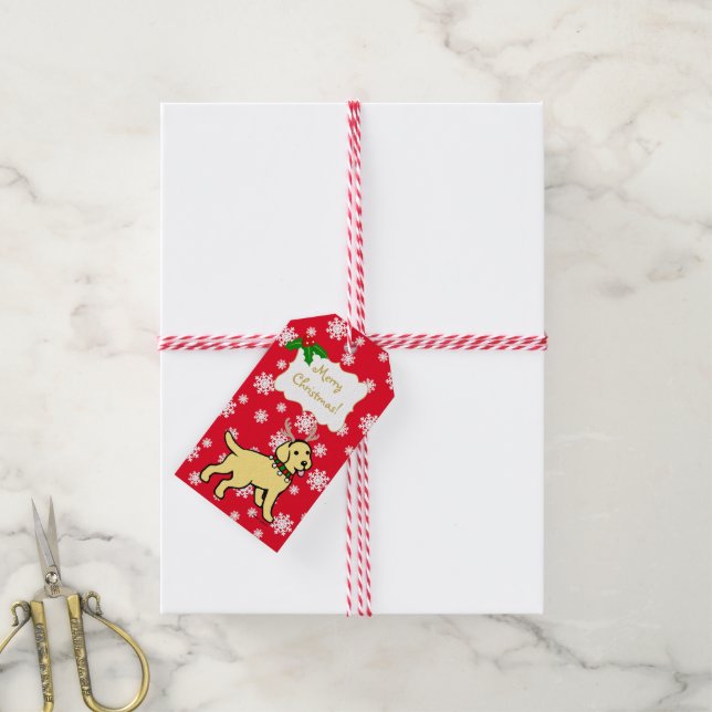 Gult Labrador jul Antlers Presentetikett (Med Snöre)