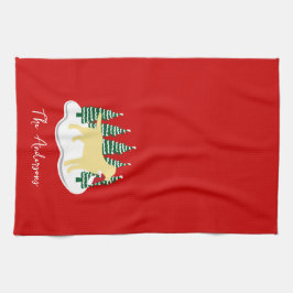 Gult Labrador jul Evergreen Träd Kökshandduk