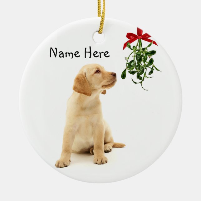 Gult Labrador jul Ornament (Framsidan)