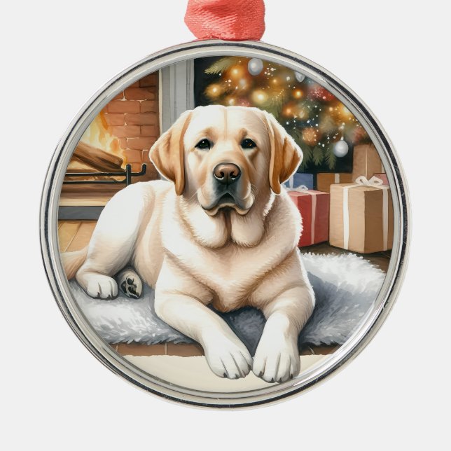 Gult Labrador jul Ornament (Framsidan)