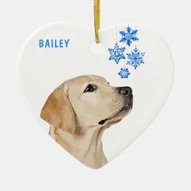 Gult Labrador jul Ornament (Framsidan)