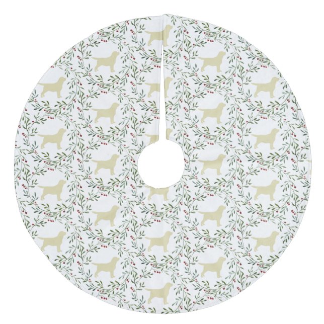 Gult Labrador - Julens Helgdag - Hund Svart lab Julgransmatta Fleece (Framsidan)