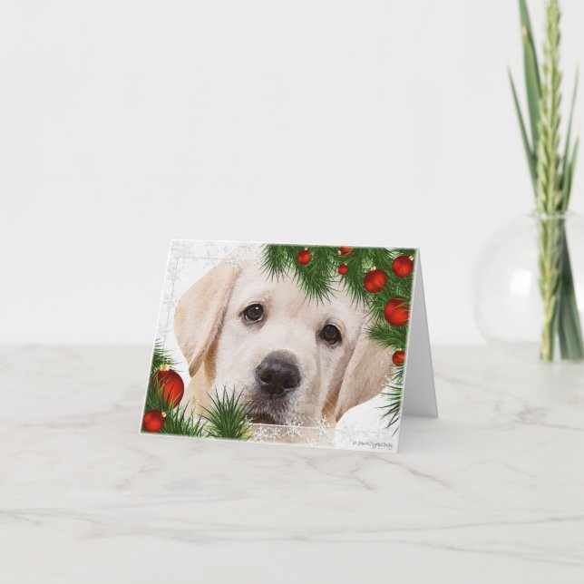 Gult Labrador-julkort Helgkort (Framsida)