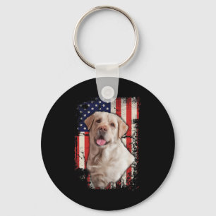 Gult Labrador Labs Patriotic American Flagga Hund  Nyckelring