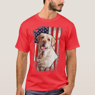 Gult Labrador Labs Patriotic American Flagga Hund  T Shirt