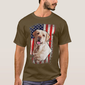 Gult Labrador Labs Patriotic American Flagga Hund  T Shirt
