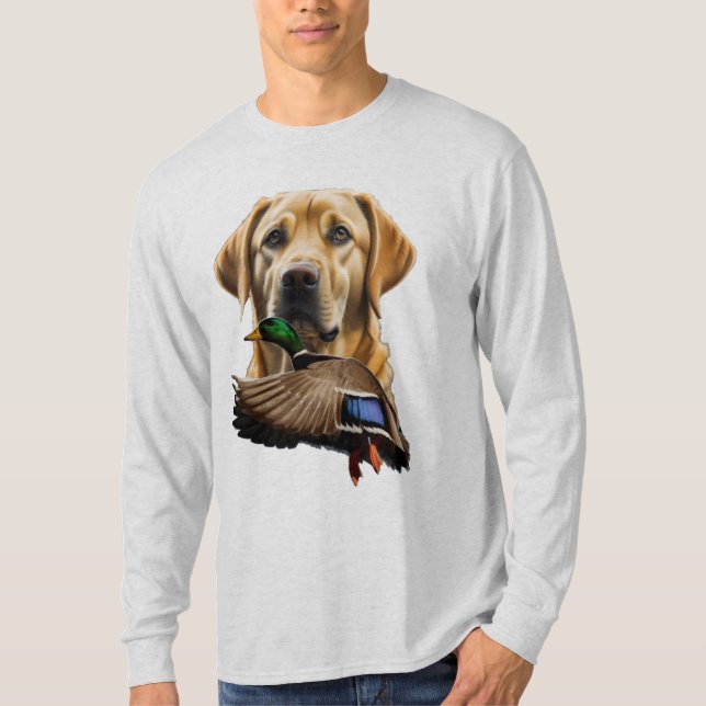 Gult Labrador Långärmad Shirt för manar T Shirt (Framsida)