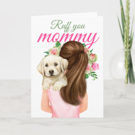Gult Labrador-marionett med Woman Ruff Mamma Kort