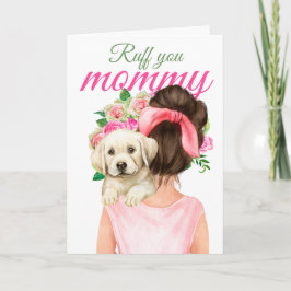 Gult Labrador-marionett med Woman Ruff Mamma Kort