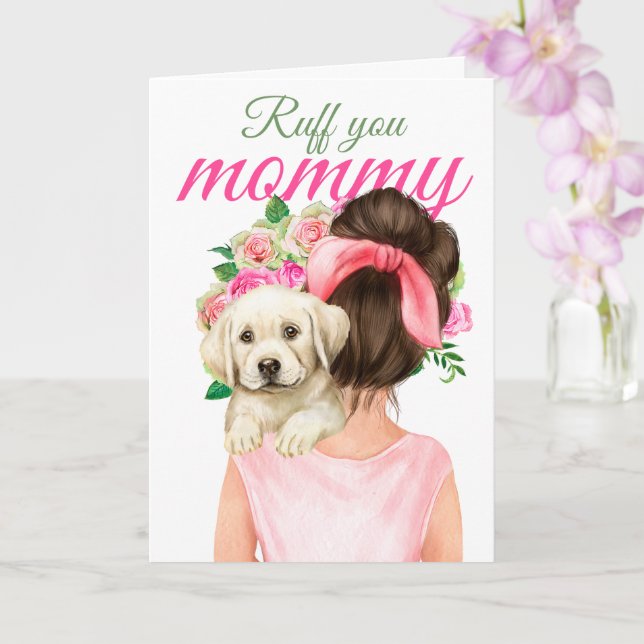 Gult Labrador-marionett med Woman Ruff Mamma Kort (Orkide)