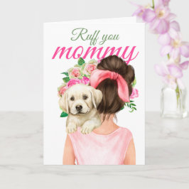 Gult Labrador-marionett med Woman Ruff Mamma Kort