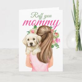 Gult Labrador-marionett med Woman Ruff Mamma Kort