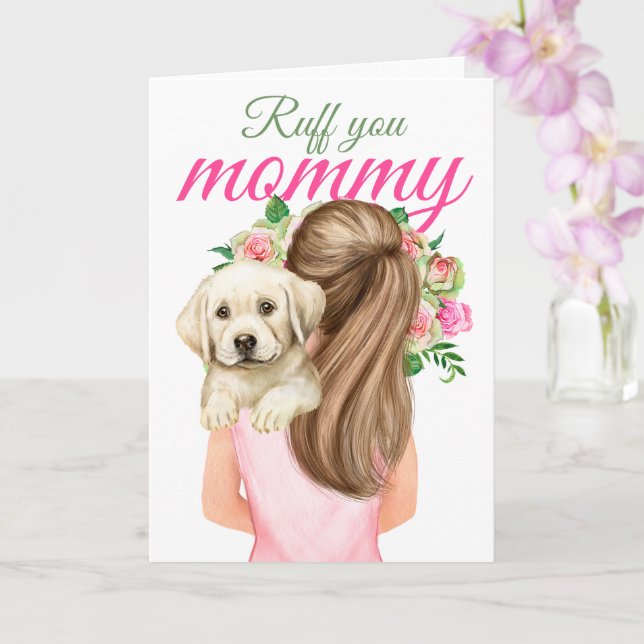 Gult Labrador-marionett med Woman Ruff Mamma Kort (Orkide)