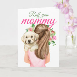 Gult Labrador-marionett med Woman Ruff Mamma Kort