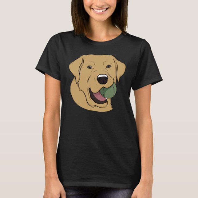 Gult Labrador med Boll T Shirt (Framsida)
