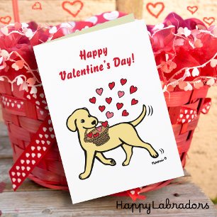Gult Labrador med hjärtan Valentine Helgkort