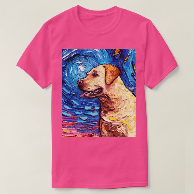 Gult Labrador Night porträtt T Shirt (Design framsida)