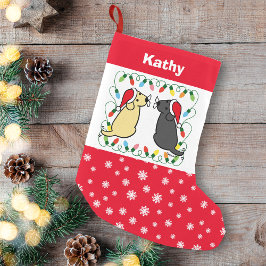 Gult Labrador och Black Labour Santas Liten Julstrumpa