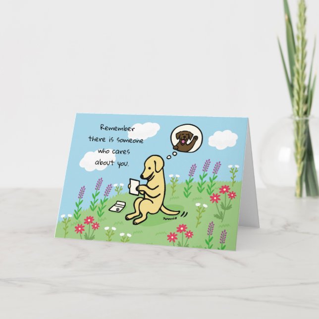 Gult Labrador och Brev någon Cares Kort (Framsida)