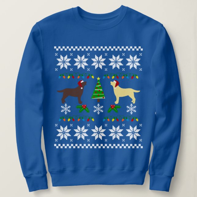 Gult Labrador och Chocolate Labrador jul T Shirt (Design framsida)