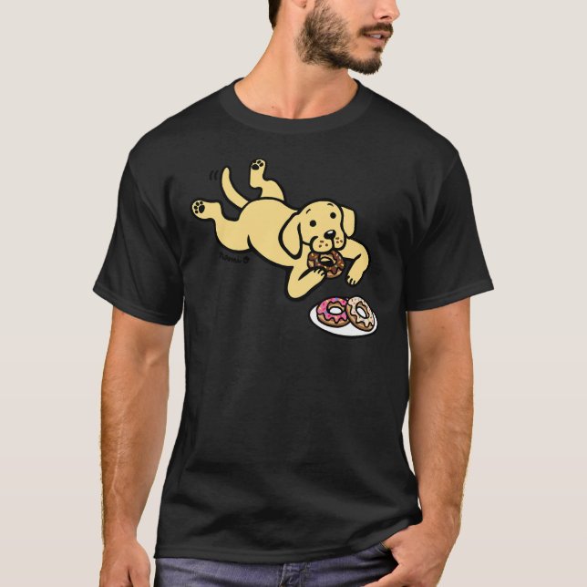 Gult Labrador och donuts T Shirt (Framsida)