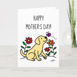 Gult Labrador och Grönt Mors dag Kort