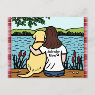 Gult Labrador och Mamma Long Vykort