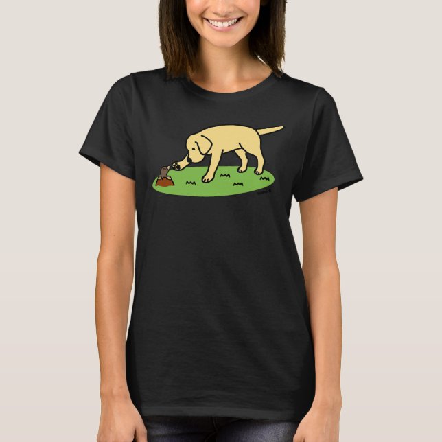 Gult Labrador och Mole Friend T Shirt (Framsida)