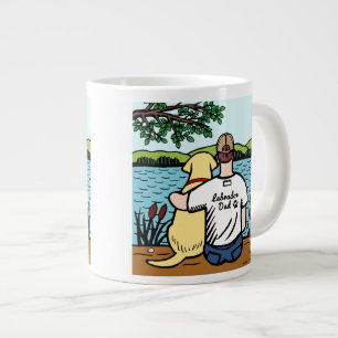 Gult Labrador och Pappa Sjö View Jumbo Mugg