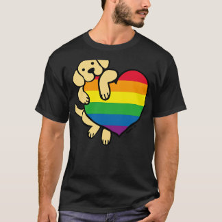 Gult Labrador och regnbåge Pride Heart T Shirt