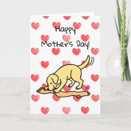 Gult Labrador och Stocking Mors dag Kort