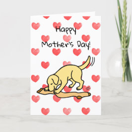 Gult Labrador och Stocking Mors dag Kort