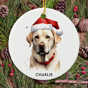 Gult Labrador Personlig Hund älskare jul Julgransprydnad Keramik