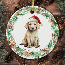 Gult Labrador Personlig Hund älskare jul Julgransprydnad Keramik