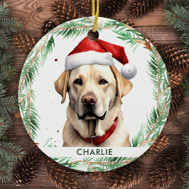 Gult Labrador Personlig Hund älskare jul Julgransprydnad Keramik