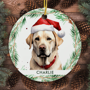 Gult Labrador Personlig Hund älskare jul Julgransprydnad Keramik