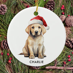 Gult Labrador Personlig Hund älskare jul Julgransprydnad Keramik