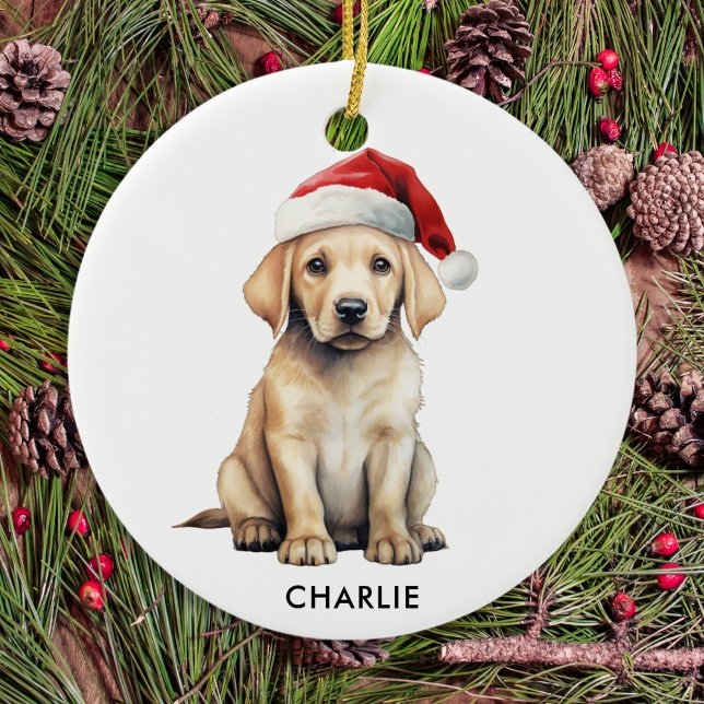 Gult Labrador Personlig Hund älskare jul Julgransprydnad Keramik (Skapare uppladdad)