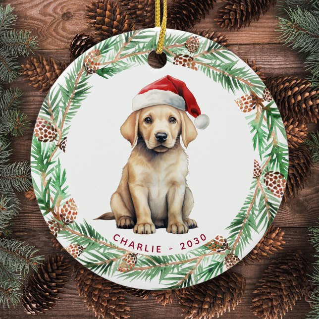 Gult Labrador Personlig Hund älskare jul Julgransprydnad Keramik (Skapare uppladdad)