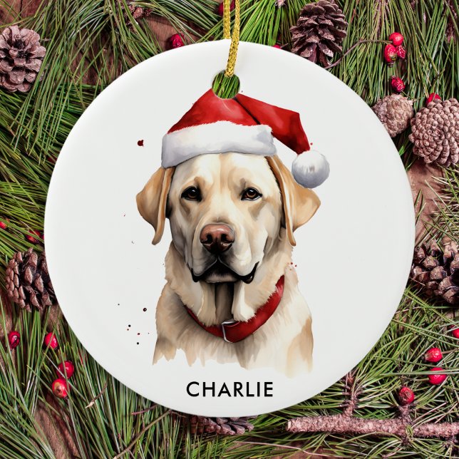 Gult Labrador Personlig Hund älskare jul Julgransprydnad Keramik (Skapare uppladdad)