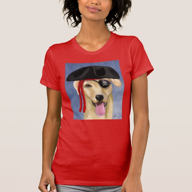 Gult Labrador Pirat T-shirt (Framsida)