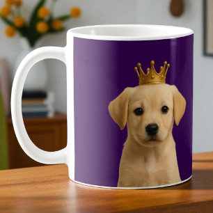 Gult Labrador Puppy i Guld Krona Cute Kaffemugg