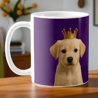 Gult Labrador Puppy i Guld Krona Cute Kaffemugg
