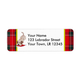 Gult Labrador Puppy med jultomten jul Returadress Etikett