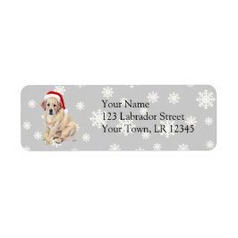 Gult Labrador Puppy & Santa Hat jul Returadress Etikett