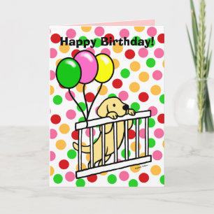 Gult Labrador Puppy Tecknad Birthday Card Kort