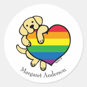 Gult Labrador Rainbow Pride Runt Klistermärke