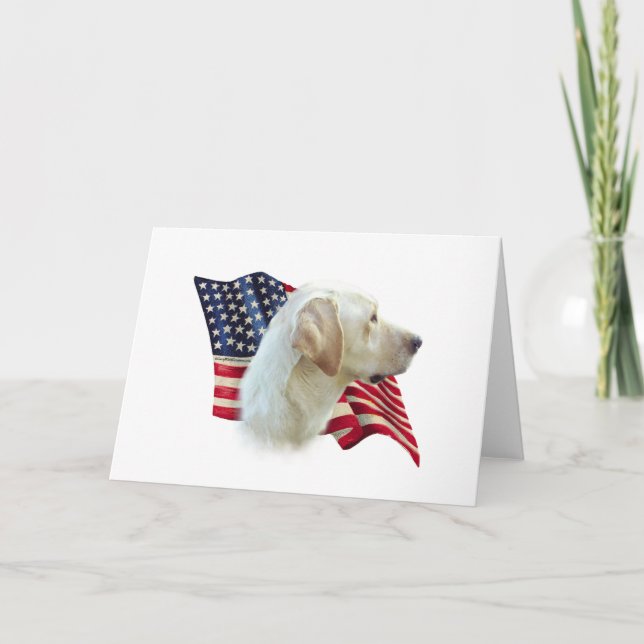 Gult Labrador Retriever American Flagga Kort (Framsida)