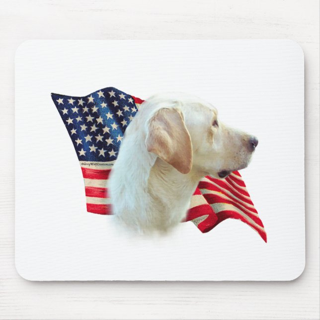 Gult Labrador Retriever American Flagga Musmatta (Framsidan)