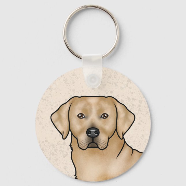 Gult Labrador Retriever Art Cute Lab Porträtt Nyckelring (Framsida)